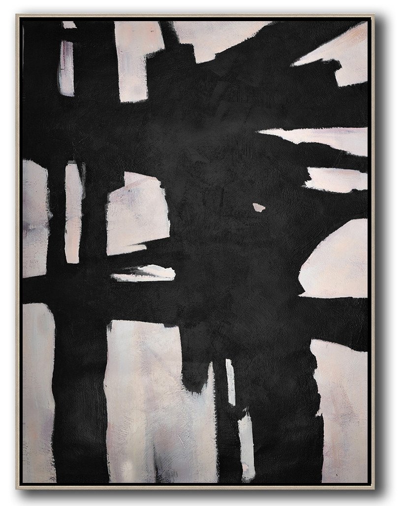 Hand-Painted Black And White Minimal Painting On Canvas - Limited Edition Art Suit Extra Large